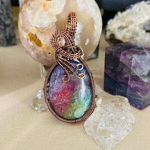 Rainbow Solar Quartz Copper Wired Pendant